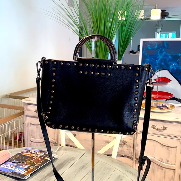 Handbags - Leather satchel a stud detail